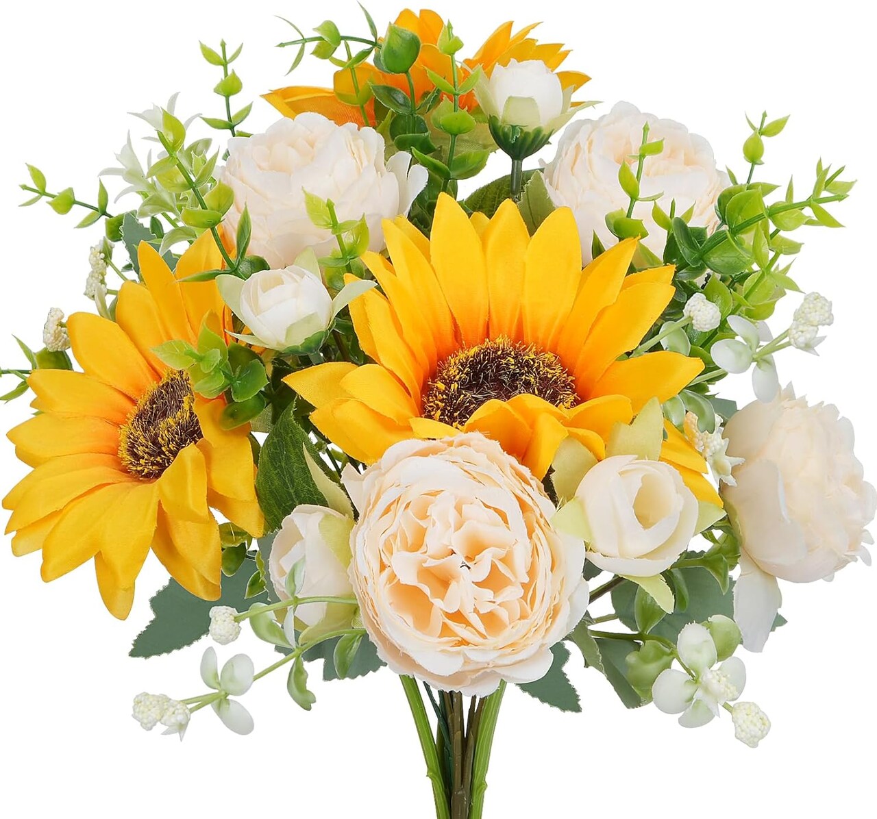 Artificial Summer Tabletop Floral Arrangements Flowers, 5 Pcs Fake Flowers Sunflowers Small Silk Flowers Faux Florals